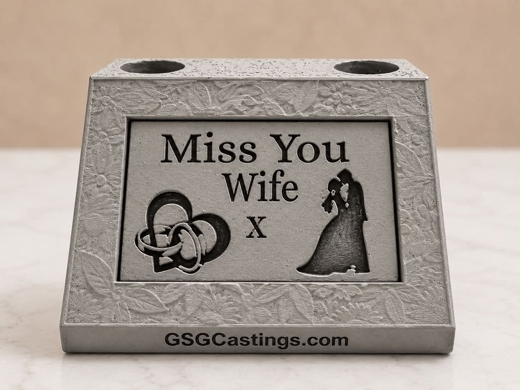 Miss You Wife Family Friend Memorial Grave & Garden Ornament Statue - Stone Grey