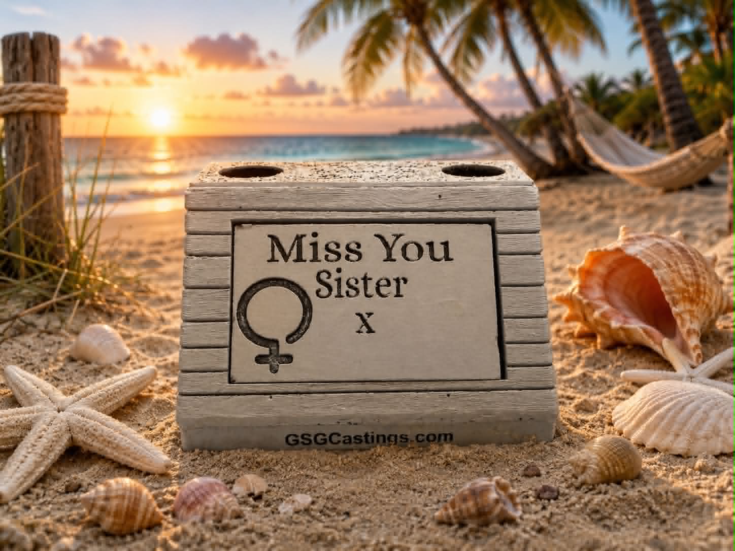 Miss You Sister. Beautiful Stone Home & Garden Ornament. Personalised Detailed Memorial Concrete Statue.
