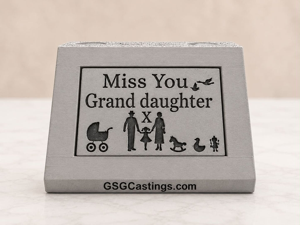 Miss You Grand Daughter. Beautiful Stone Home & Garden Ornament. Personalised Detailed Memorial Concrete Statue.