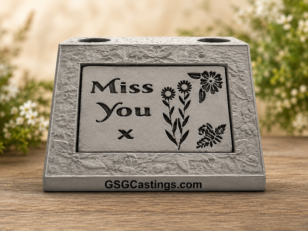 Miss You Wife Family Friend Memorial Grave & Garden Ornament Statue - Stone Grey