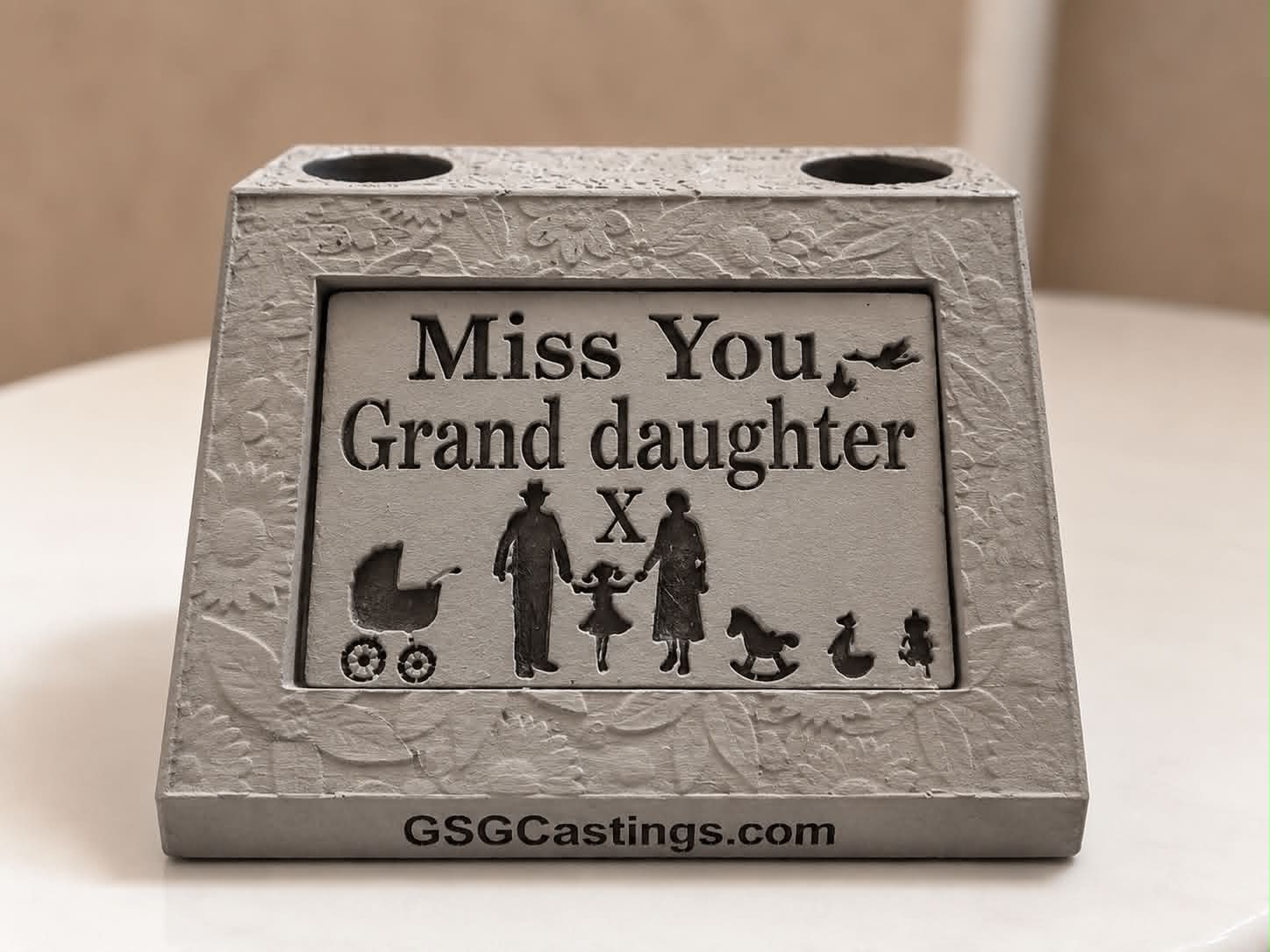 Miss You Grand Daughter Friend Memorial Grave Garden Ornament Statue Stone Grey
