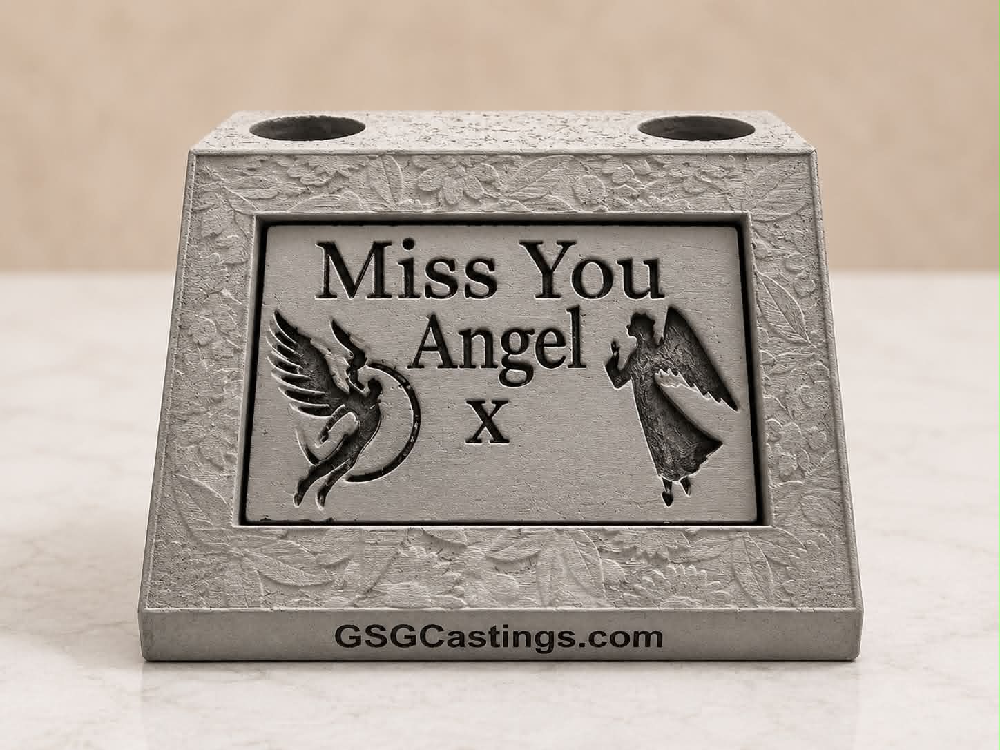 Miss You Angel. Beautiful Stone Home & Garden Ornament. Personalised Detailed Memorial Concrete Statue.