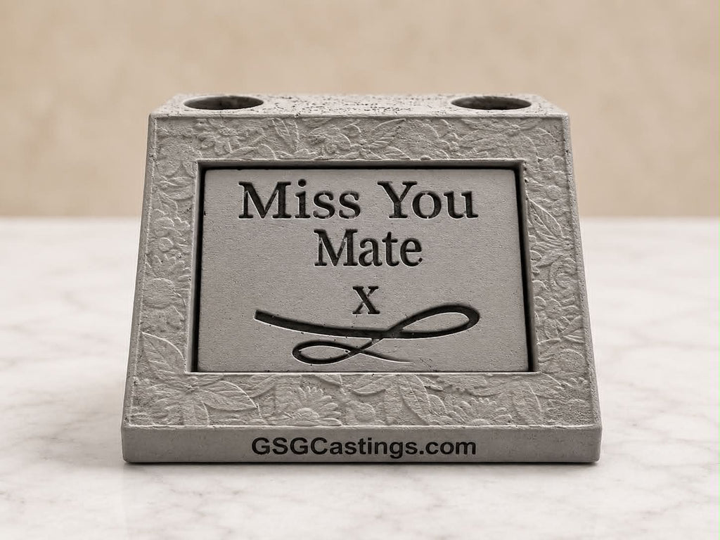 Miss You Mate Family Friend Memorial Grave Garden Ornament Statue - Stone Grey