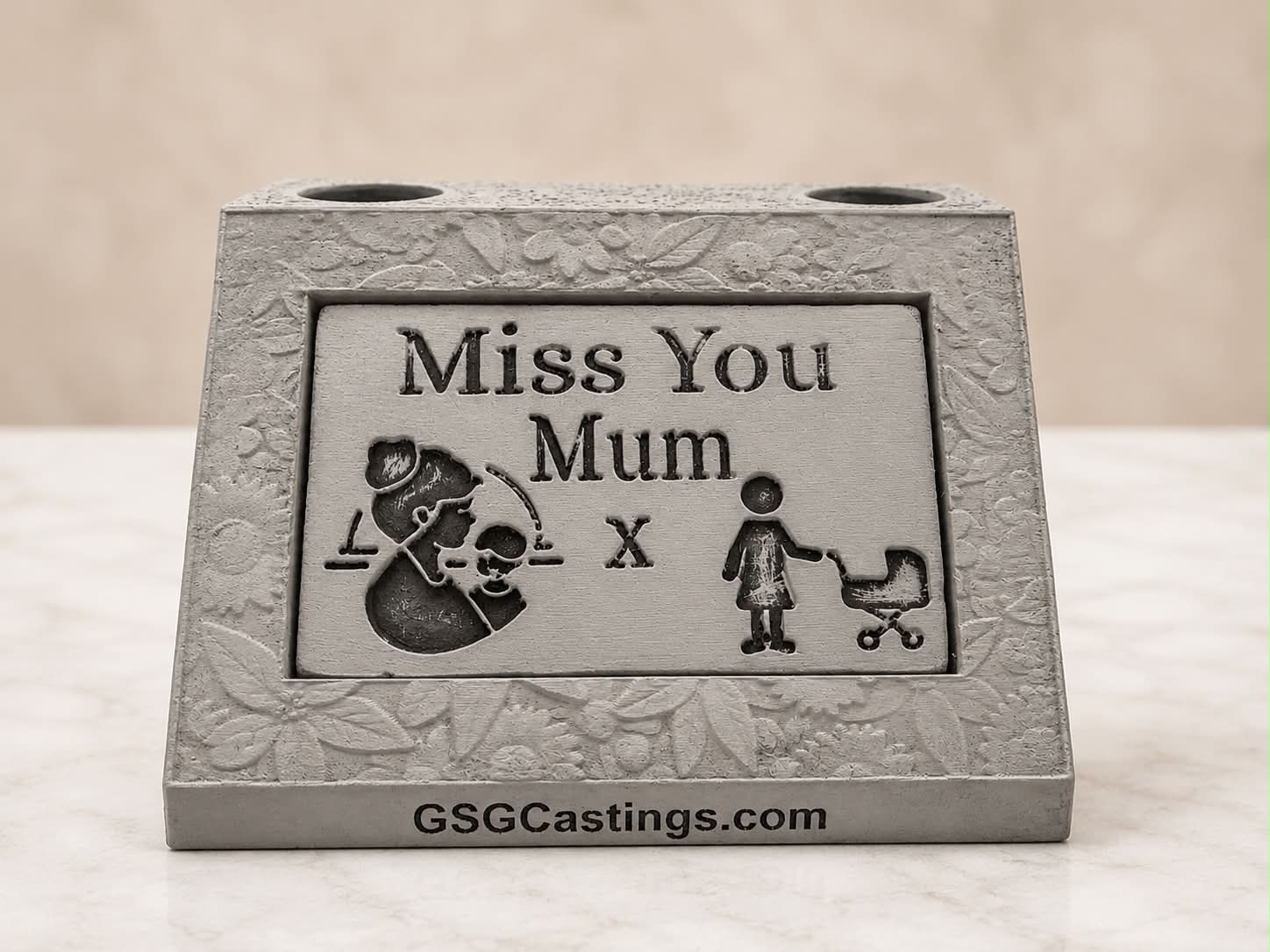 Miss You Mum Family Friend Memorial Grave Garden Ornament Statue - Stone Grey