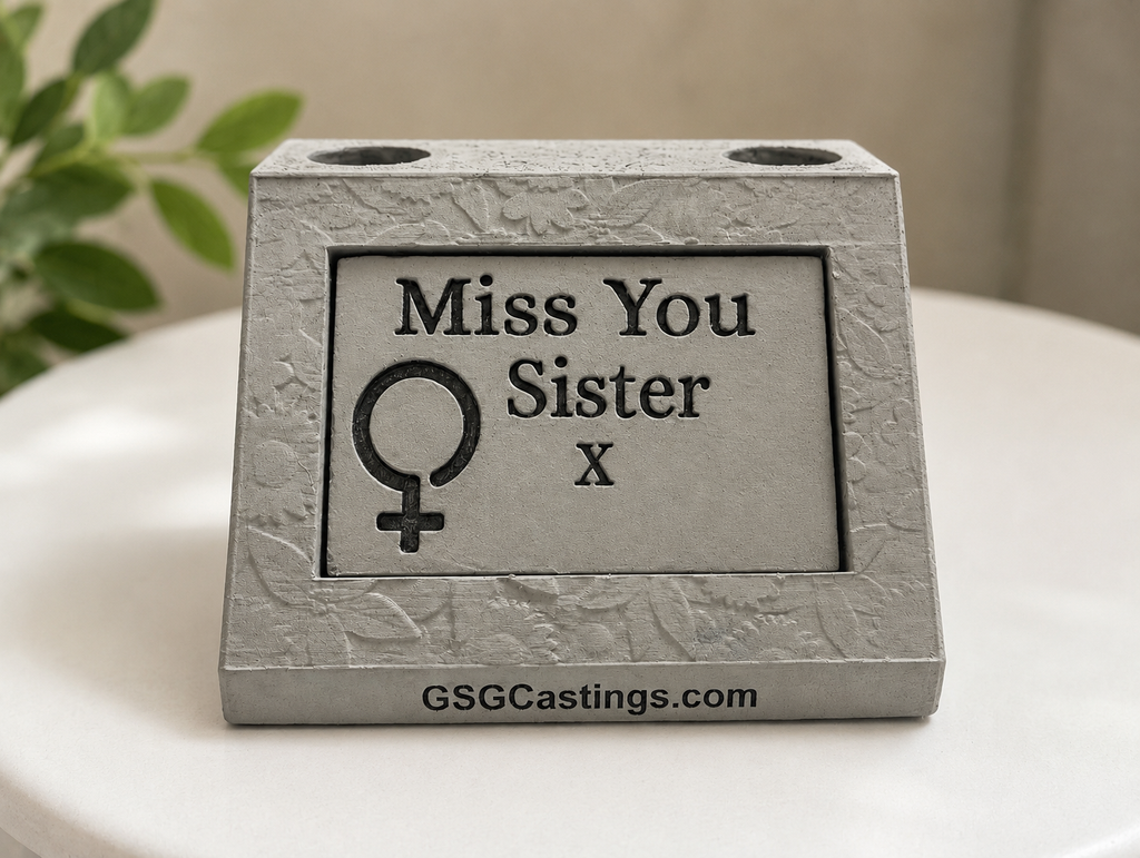 Miss You Sister Family Friend Memorial Grave Garden Ornament Statue - Stone Grey