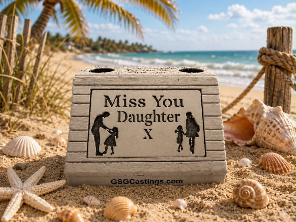 Miss You Daughter Loved Family Memorial Grave Garden Ornament Statue Stone Grey