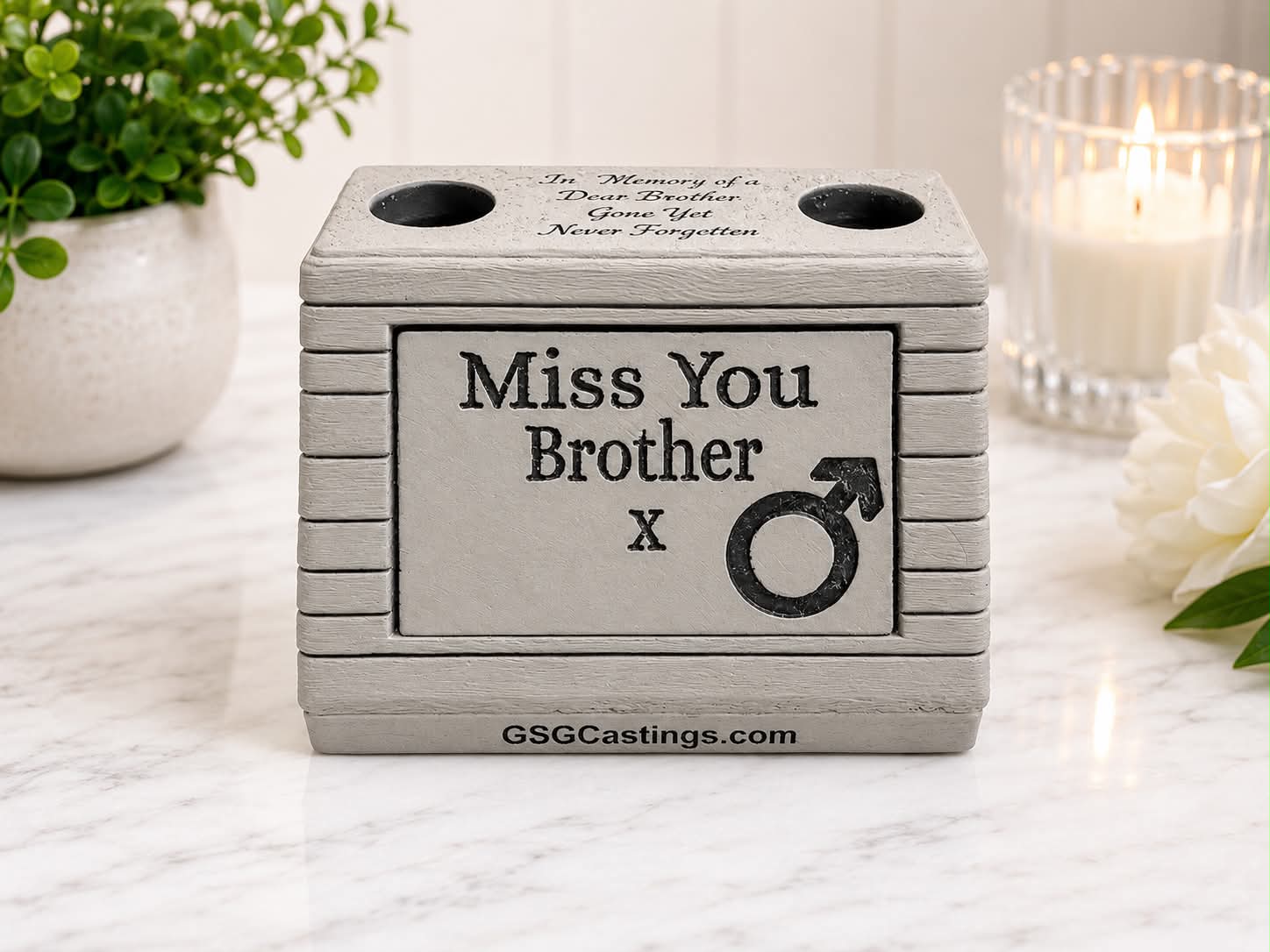 Miss You Brother Love Family Sibling Memorial Grave Garden Ornament Statue Stone