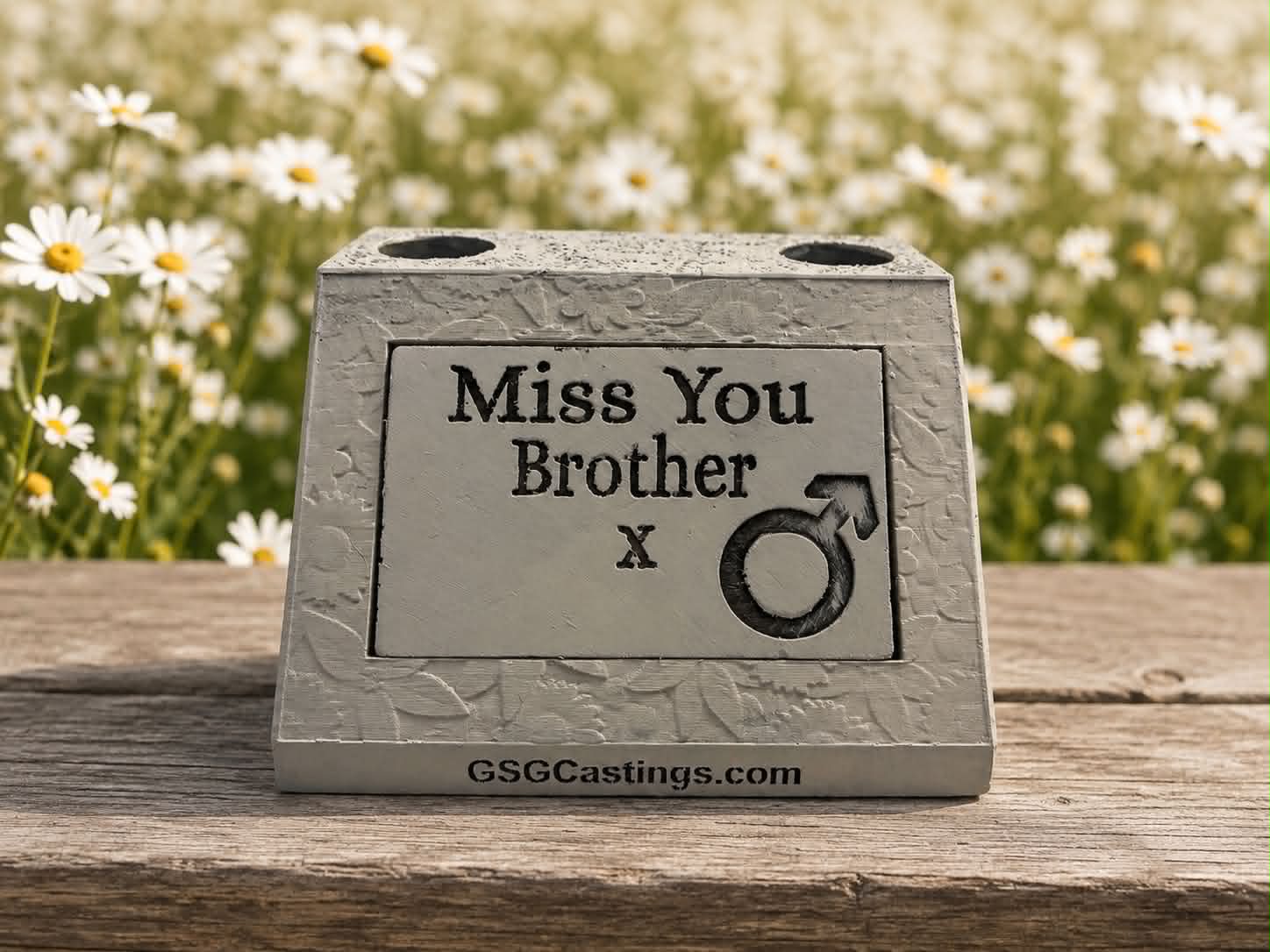 Miss You Brother. Beautiful Stone Home & Garden Ornament. Personalised Detailed Memorial Concrete Statue.