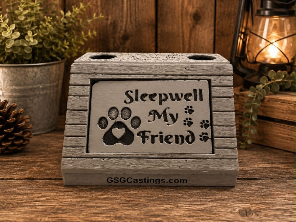Sleepwell My Friend. Beautiful Stone Home & Garden Ornament. Personalised Detailed Memorial Concrete Statue.
