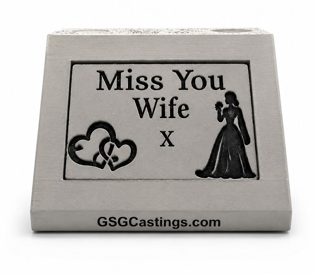 Miss You Wife Family Friend Memorial Grave & Garden Ornament Statue - Stone Grey