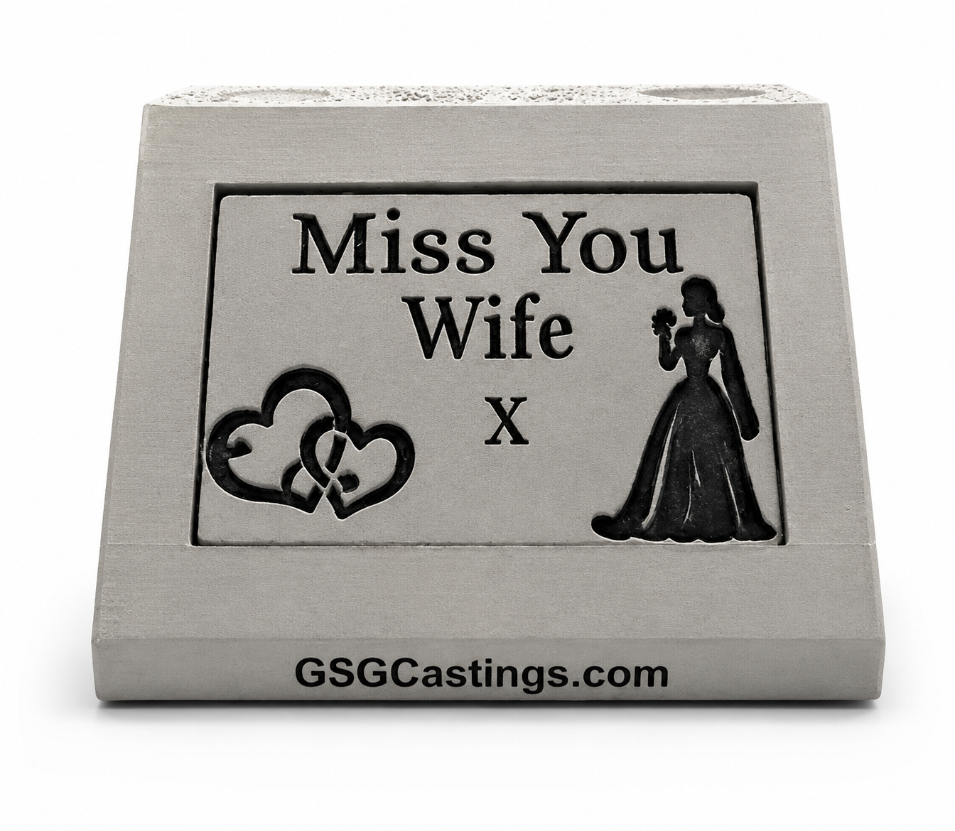 Miss You Wife Family Friend Memorial Grave & Garden Ornament Statue - Stone Grey