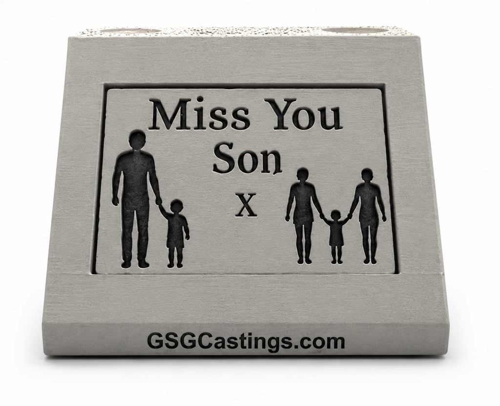 Miss You Son Family & Friend Memorial Grave Garden Ornament Statue - Stone Grey [3 variations]