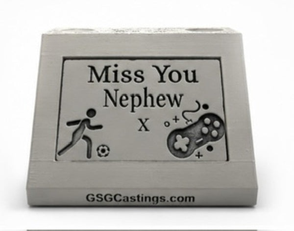 Miss You Nephew Family Friend Memorial Grave Garden Ornament Statue - Stone Grey