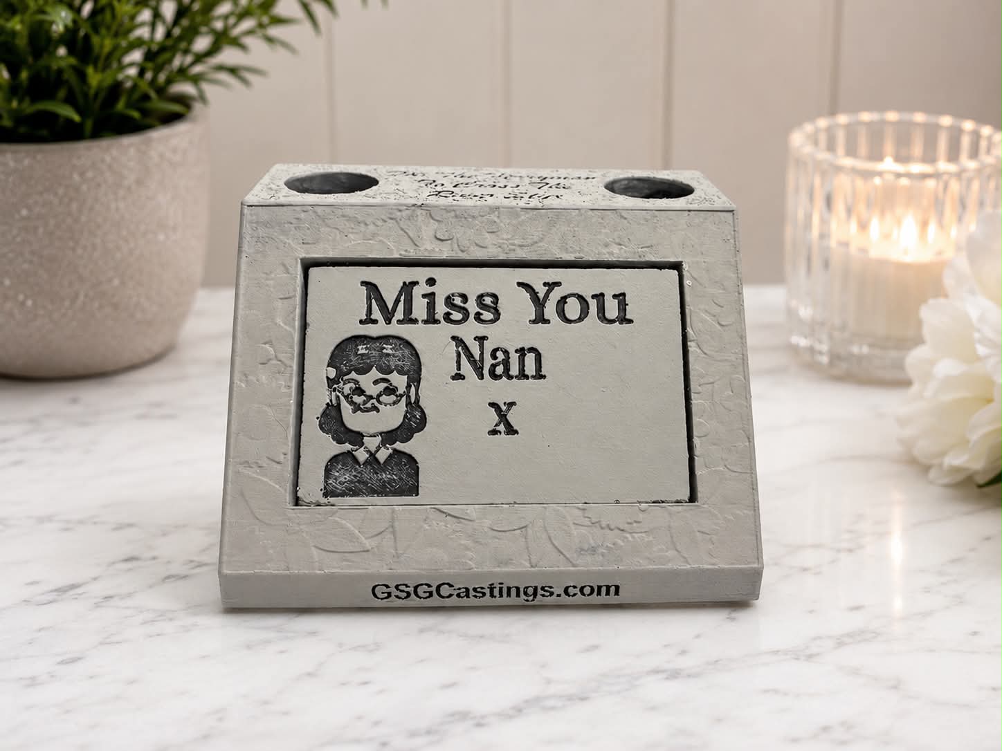 Miss You Nan Family Friend Memorial Grave Garden Ornament Statue - Stone Grey