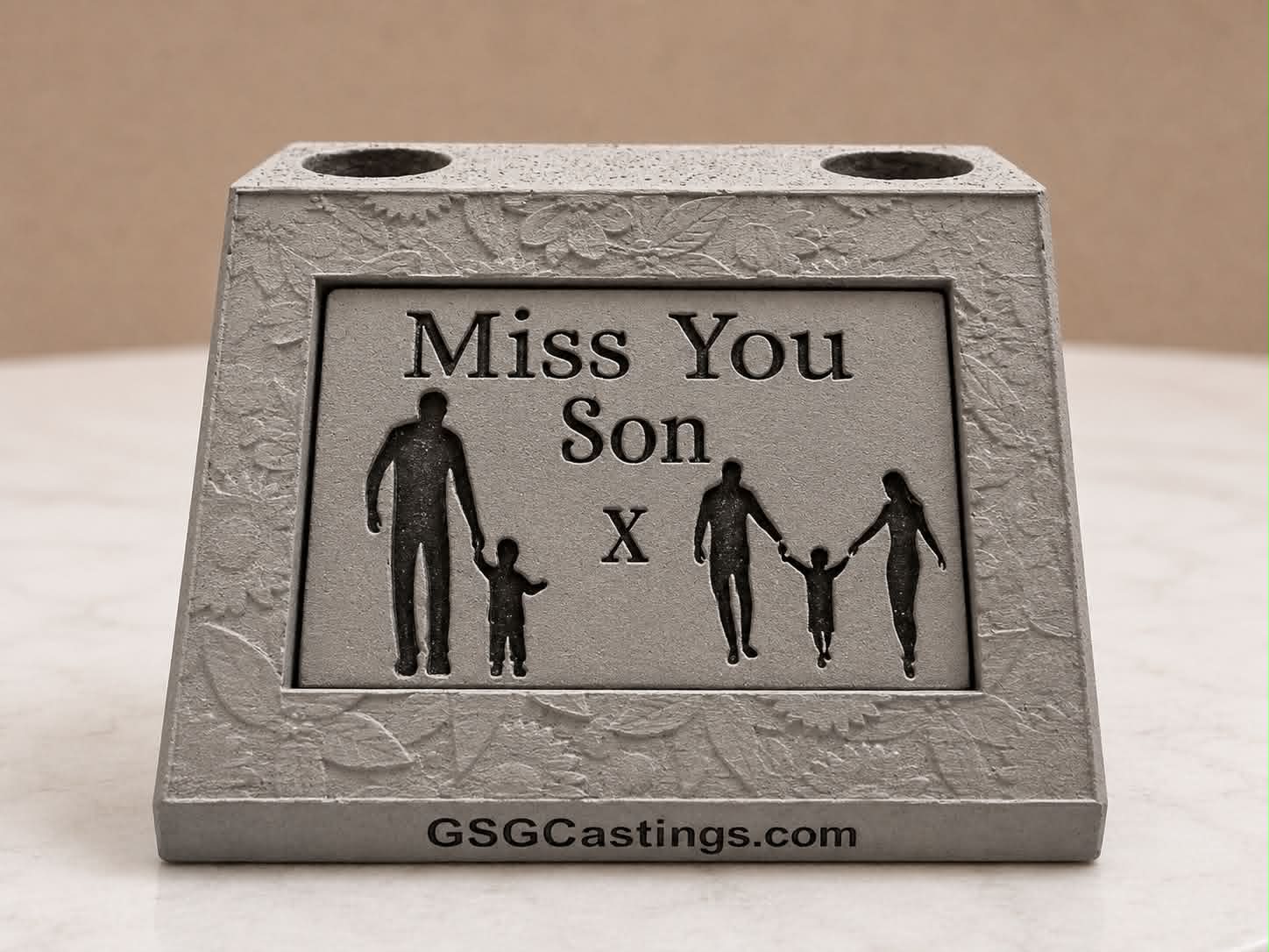Miss You Son Family & Friend Memorial Grave Garden Ornament Statue - Stone Grey [3 variations]