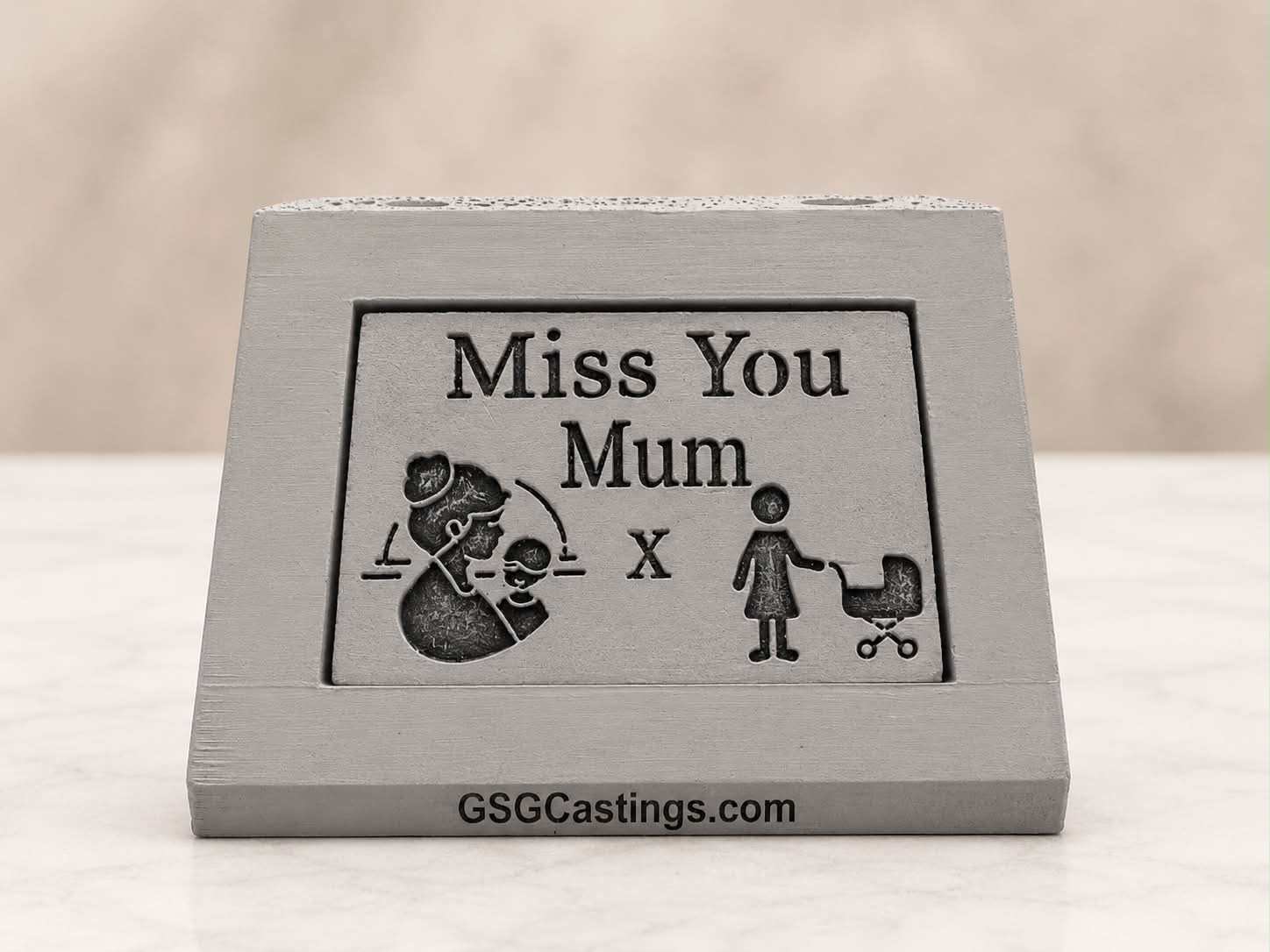 Miss You Mum Family Friend Memorial Grave Garden Ornament Statue - Stone Grey