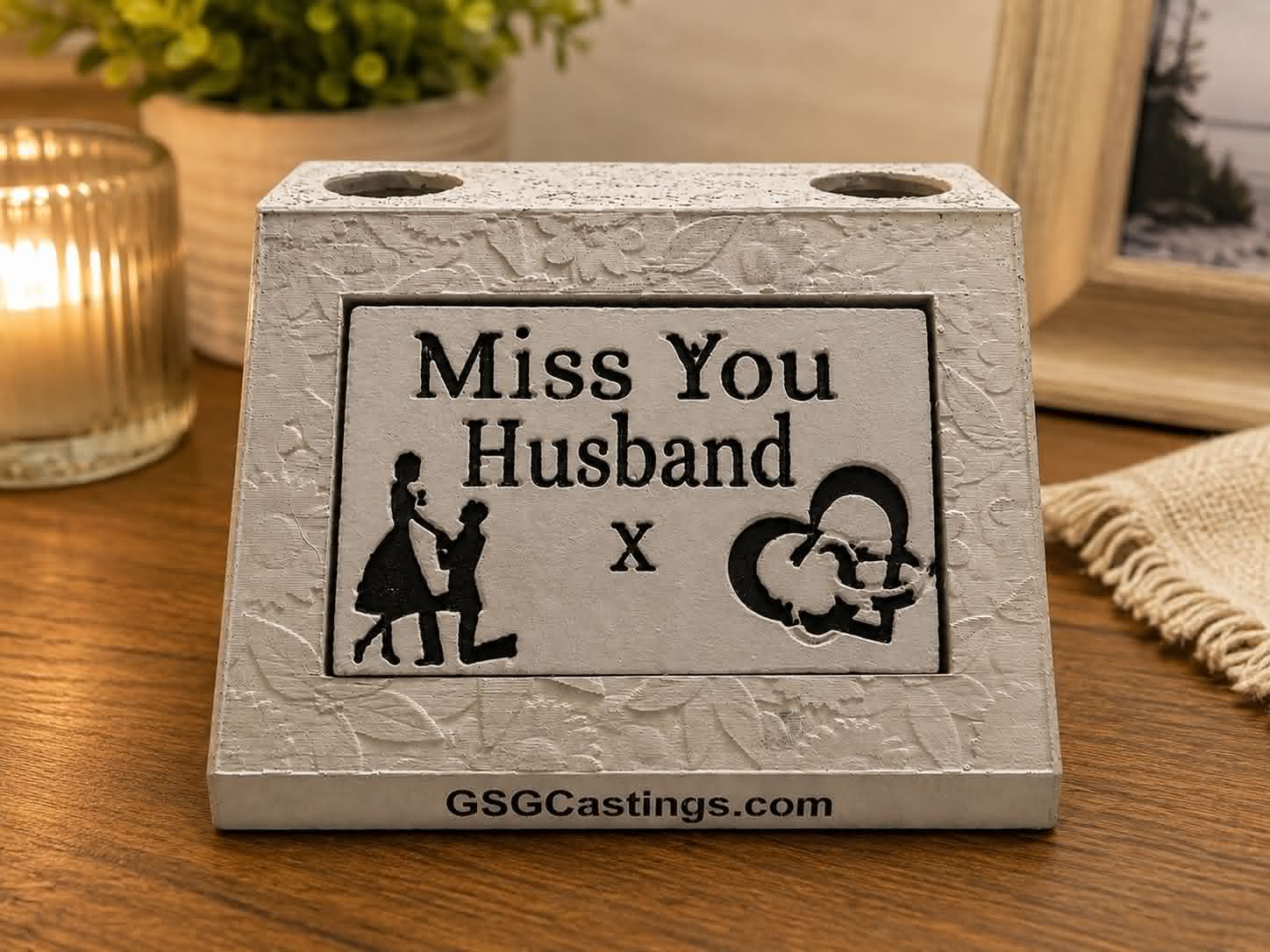 Miss You Husband Family Friend Memorial Grave Garden Ornament Statue Stone Grey