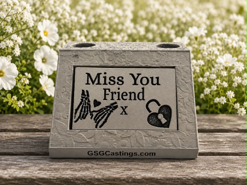 Miss You Friend Loved Family Memorial Grave Garden Ornament Statue Stone Grey