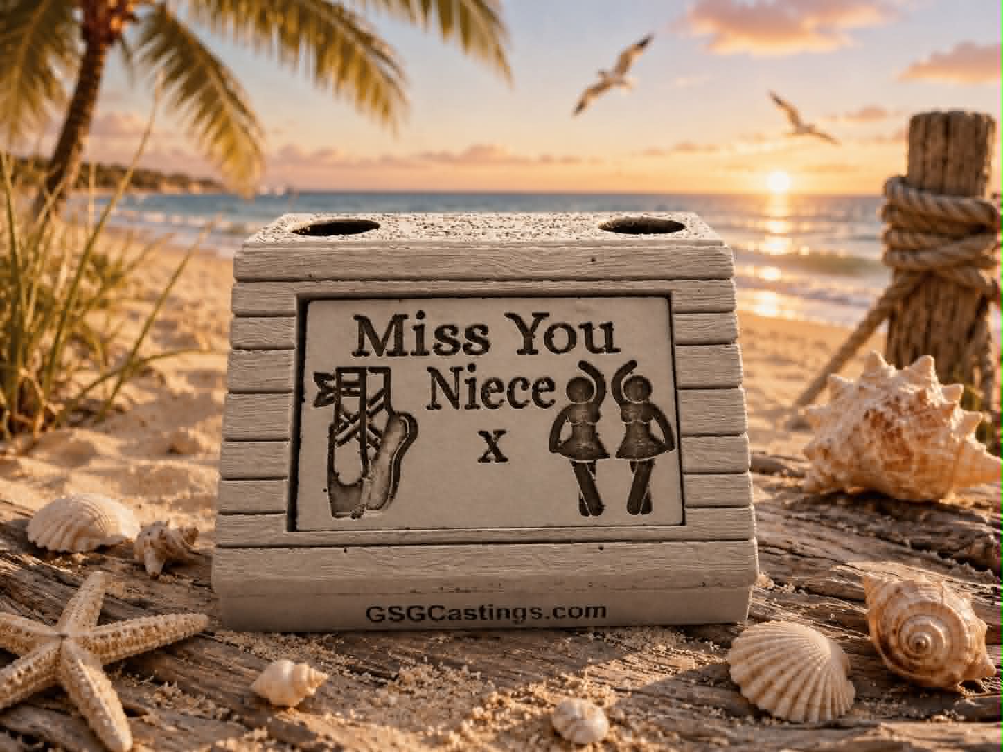 Miss You Niece Family Friend Memorial Grave Garden Ornament Statue - Stone Grey