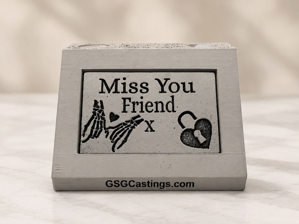 Miss You Friend Loved Family Memorial Grave Garden Ornament Statue Stone Grey
