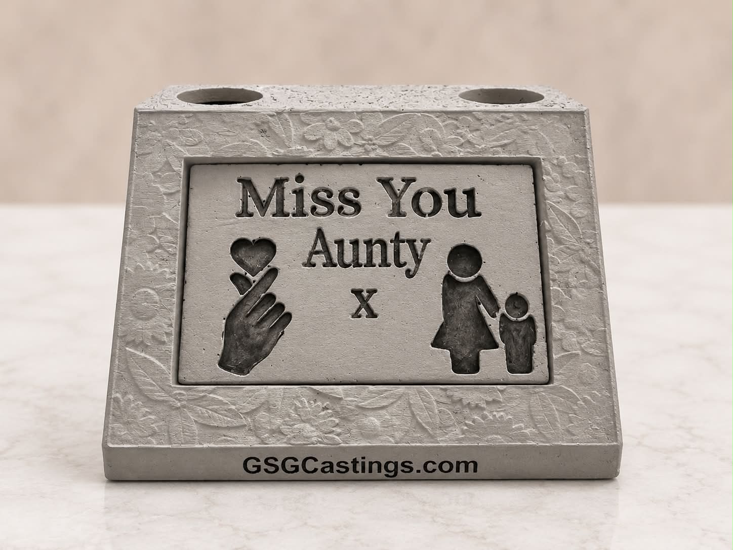 Miss You Aunty. Beautiful Stone Home & Garden Ornament. Personalised Detailed Memorial Concrete Statue.