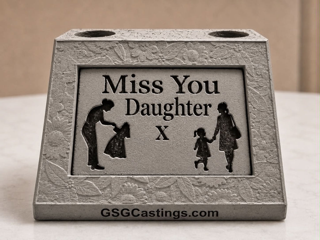 Miss You Daughter. Beautiful Stone Home & Garden Ornament. Personalised Detailed Memorial Concrete Statue.