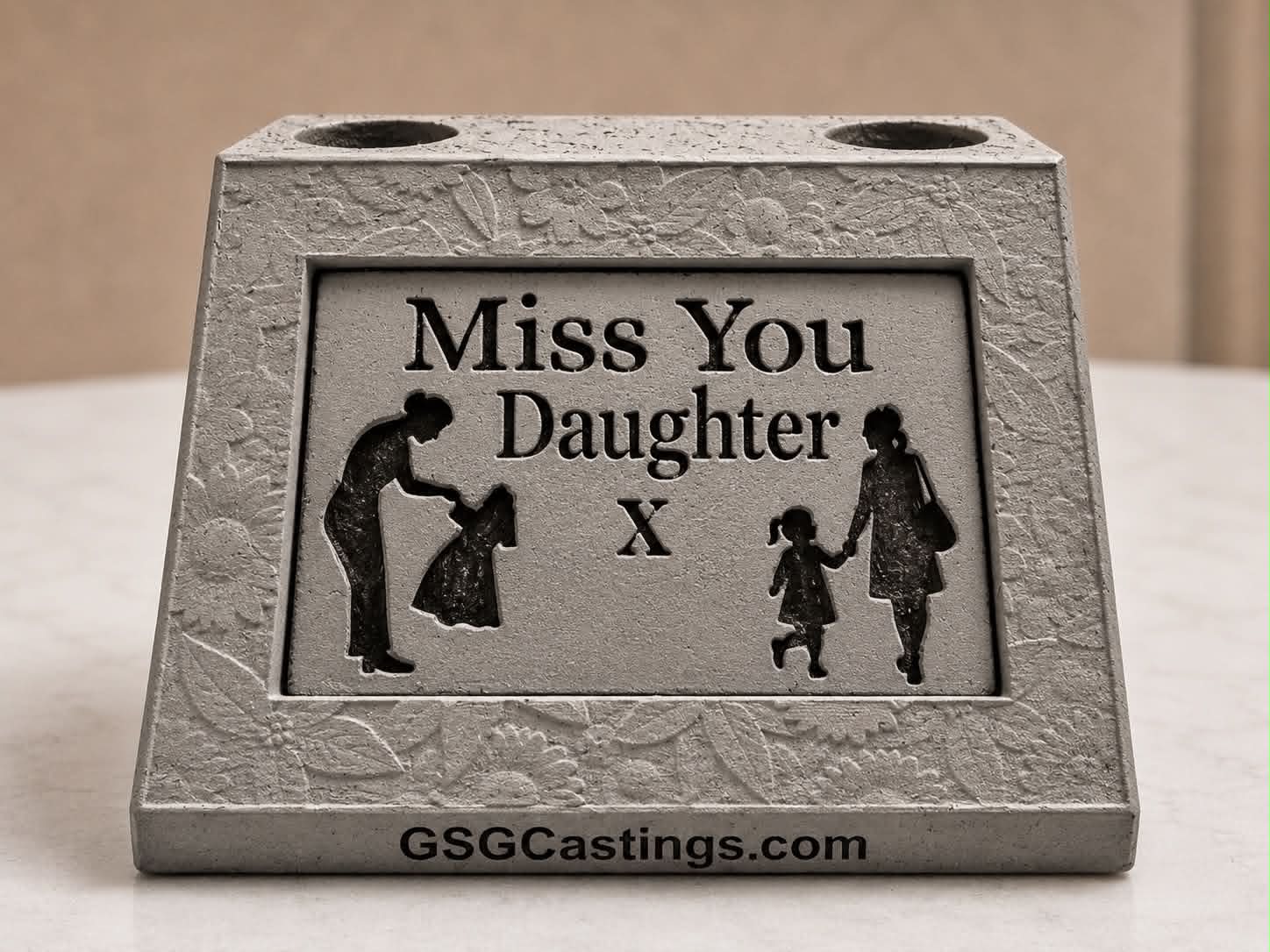 Miss You Daughter. Beautiful Stone Home & Garden Ornament. Personalised Detailed Memorial Concrete Statue.