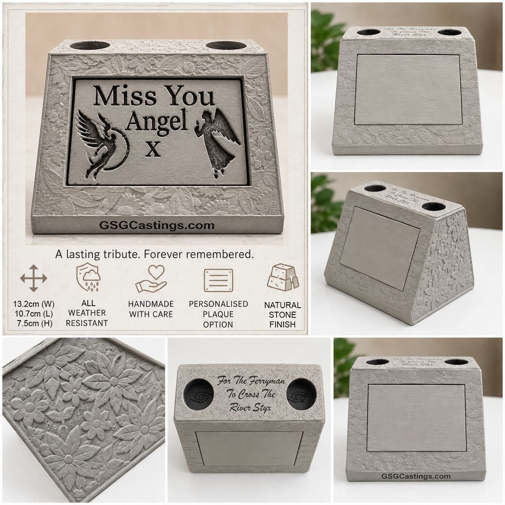 Miss You Angel. Beautiful Stone Home & Garden Ornament. Personalised Detailed Memorial Concrete Statue.