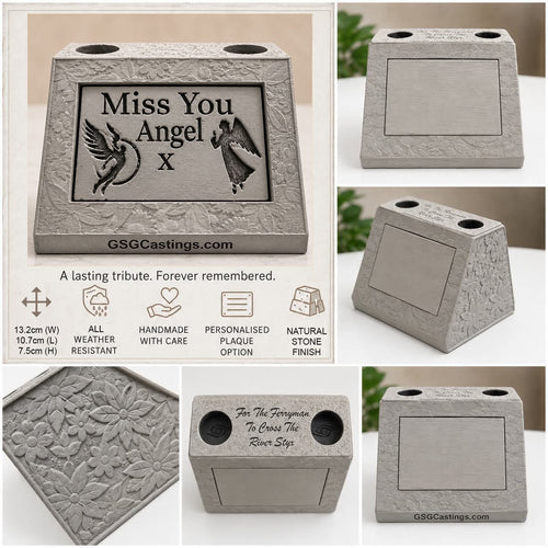 Miss You Angel. Beautiful Stone Home & Garden Ornament. Personalised Detailed Memorial Concrete Statue.