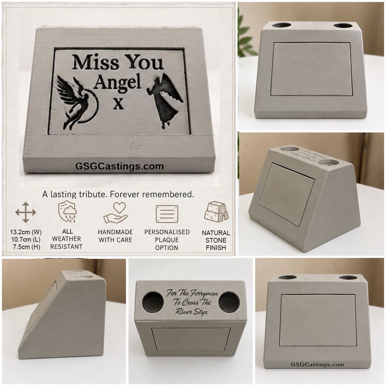 Miss You Angel. Beautiful Stone Home & Garden Ornament. Personalised Detailed Memorial Concrete Statue.