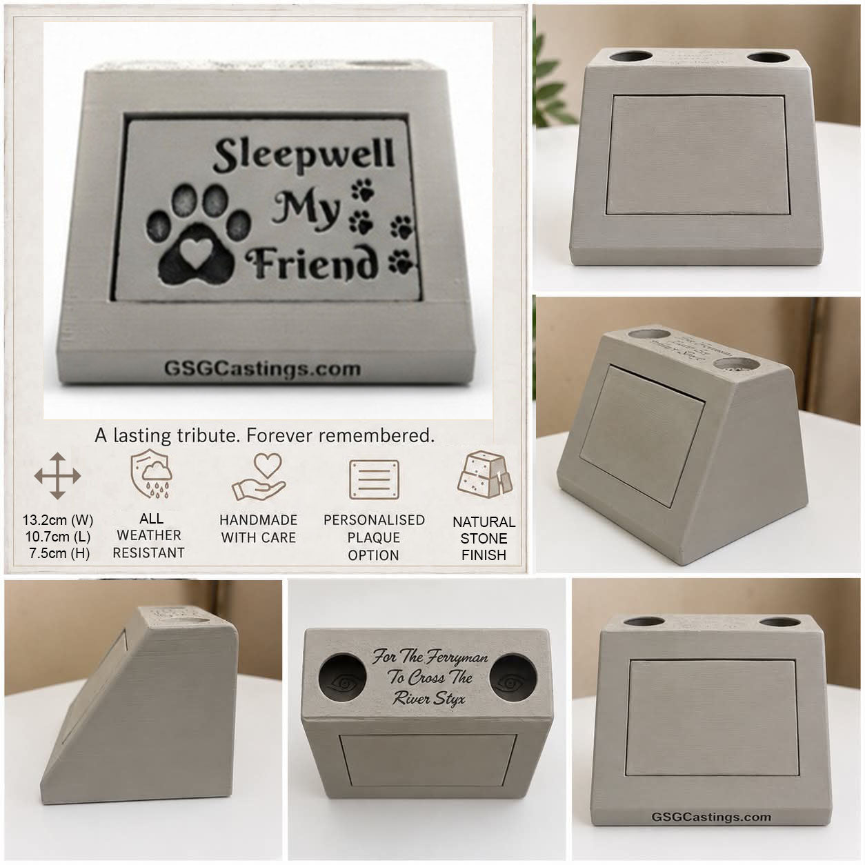 Sleepwell My Friend. Beautiful Stone Home & Garden Ornament. Personalised Detailed Memorial Concrete Statue.