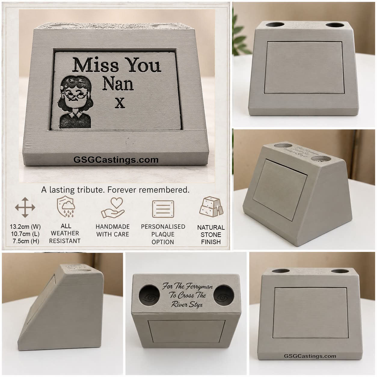 Miss You Nan Family Friend Memorial Grave Garden Ornament Statue - Stone Grey