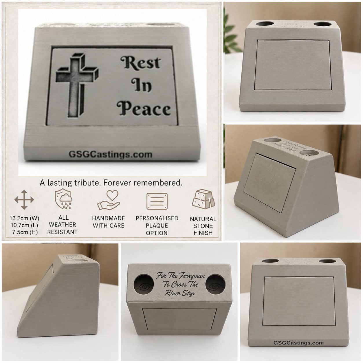 Rest In Peace Family Friend Memorial Grave & Garden Ornament Statue - Stone Grey