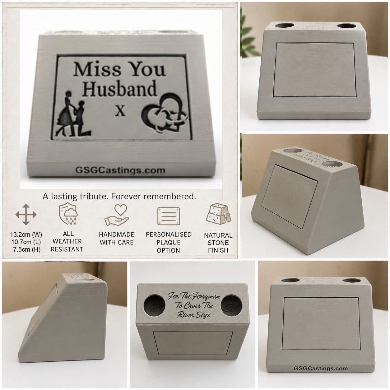 Miss You Husband Family Friend Memorial Grave Garden Ornament Statue Stone Grey