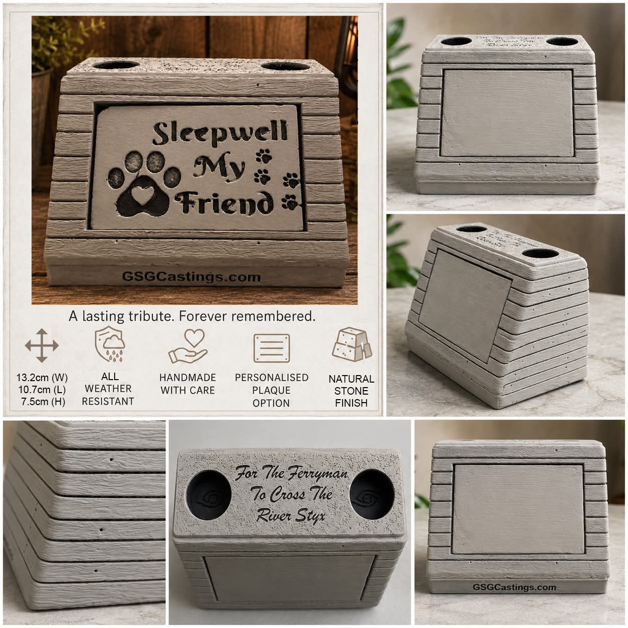 Sleepwell My Friend. Beautiful Stone Home & Garden Ornament. Personalised Detailed Memorial Concrete Statue.