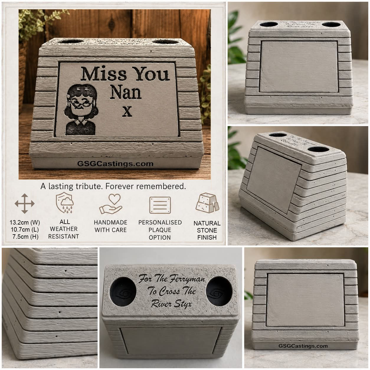 Miss You Nan Family Friend Memorial Grave Garden Ornament Statue - Stone Grey