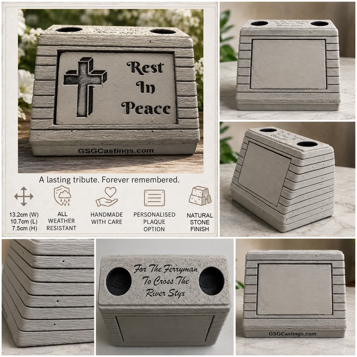Rest In Peace Family Friend Memorial Grave & Garden Ornament Statue - Stone Grey