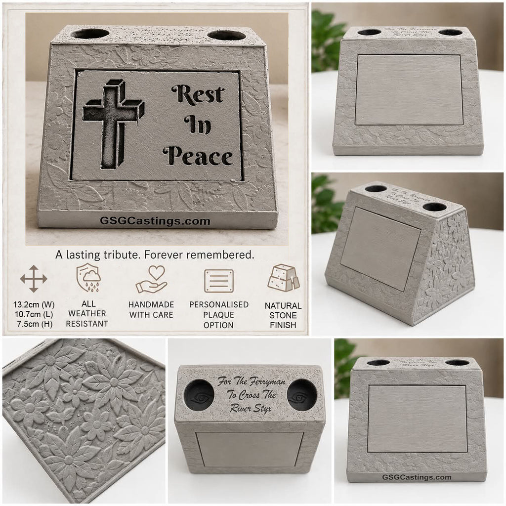 Rest In Peace. Beautiful Stone Home & Garden Ornament. Personalised Detailed Memorial Concrete Statue.