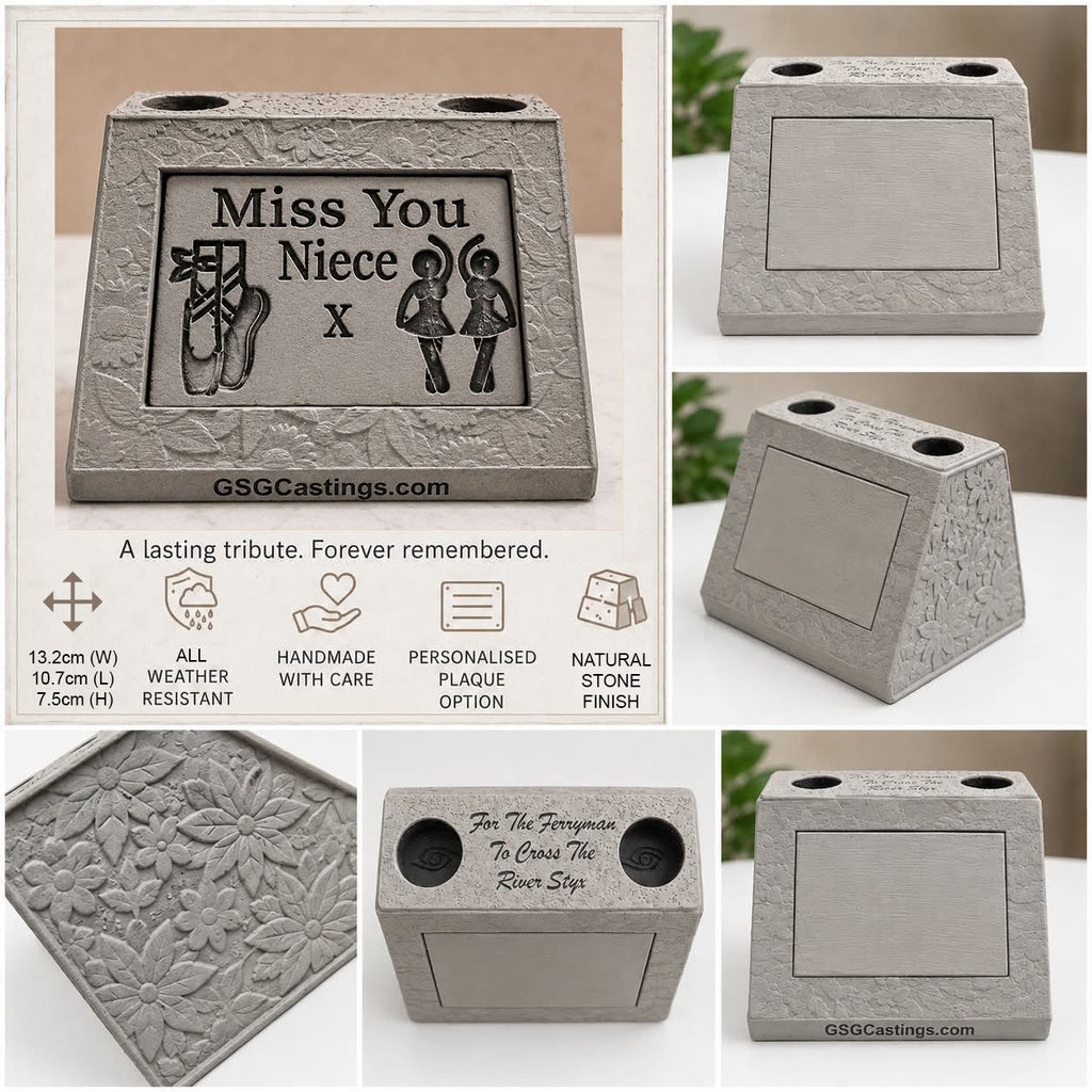 Miss You Niece. Beautiful Stone Home & Garden Ornament. Personalised Detailed Memorial Concrete Statue.