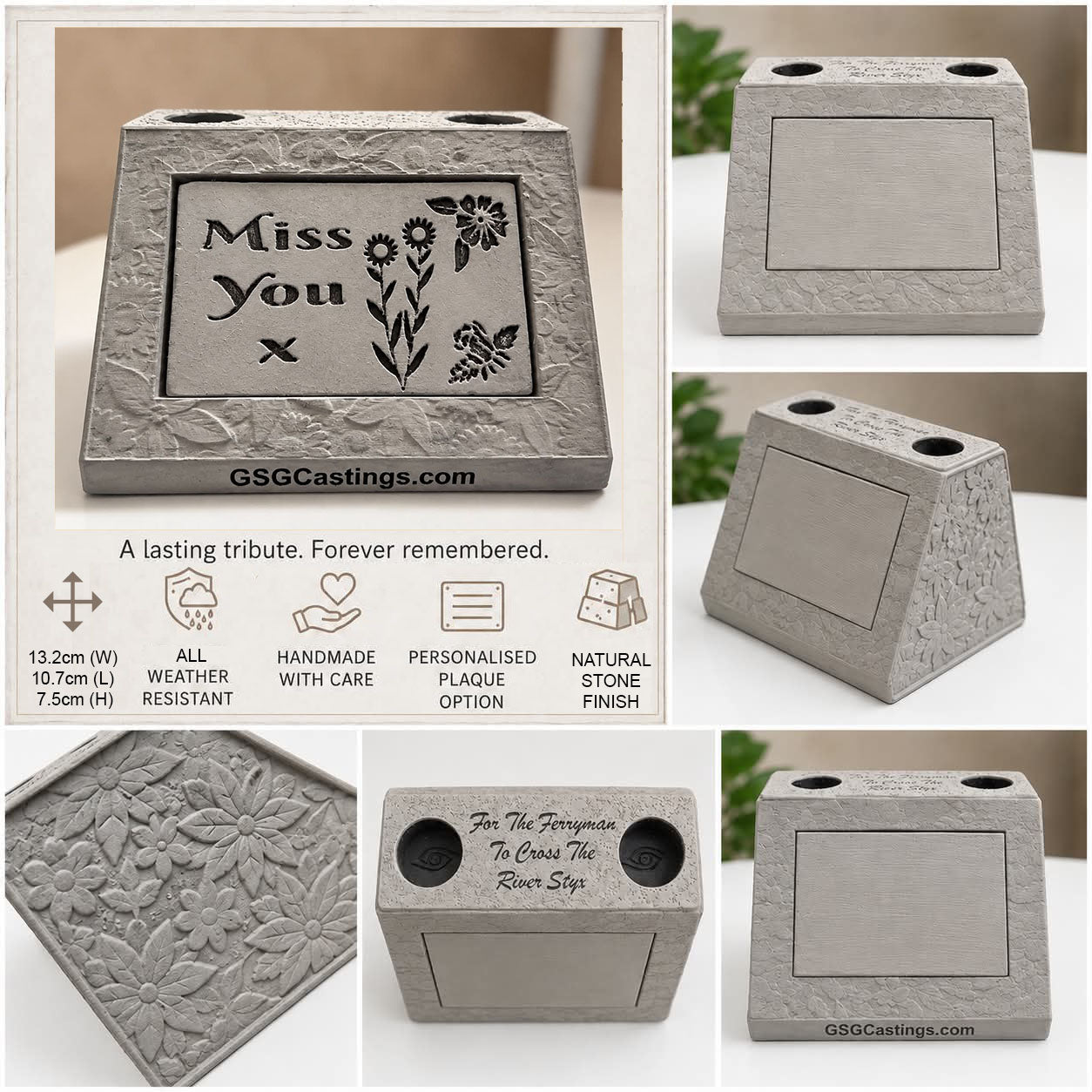 Miss You. Beautiful Stone Home & Garden Ornament. Personalised Detailed Memorial Concrete Statue.